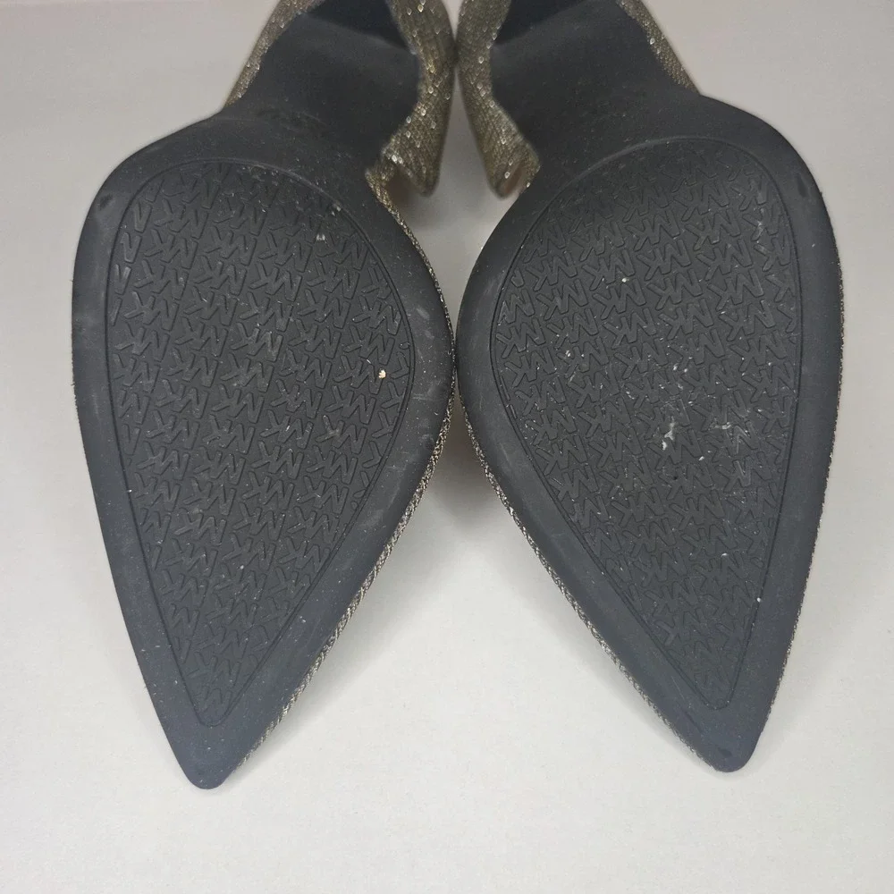 Michael Kors Ruthie D'Orsay Glitter Pointed Toe Pumps Heels 8.5M Silver
